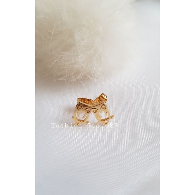 Anting tusuk OWL titanium gold/ Anting tusuk /Anting Antikarat titanium / anting fashion titanium