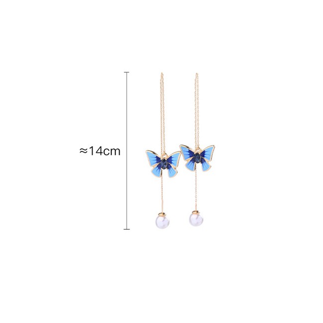 LRC Anting Tusuk Fashion 925 Silver Needle Drop Butterfly Butterfly Ear Wire F5549X