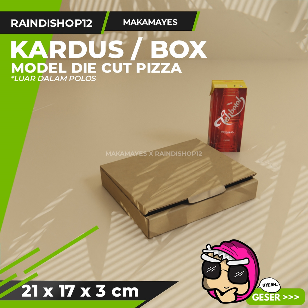 

BOX 21 X 17 X 3 CM KARDUS DIE CUT PIZZA KEMASAN PACKAGING KADO