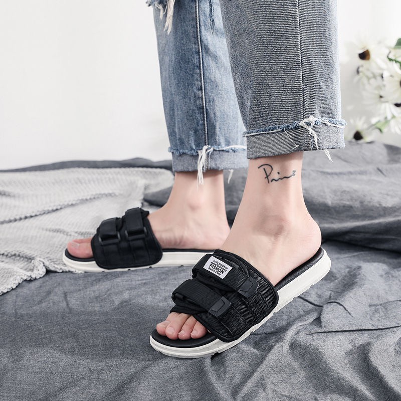 Sandal Slide Pria Korean Style Trend 2021 Sandal Cowok Viral Kekinian Empuk Ringan Murah Nyaman