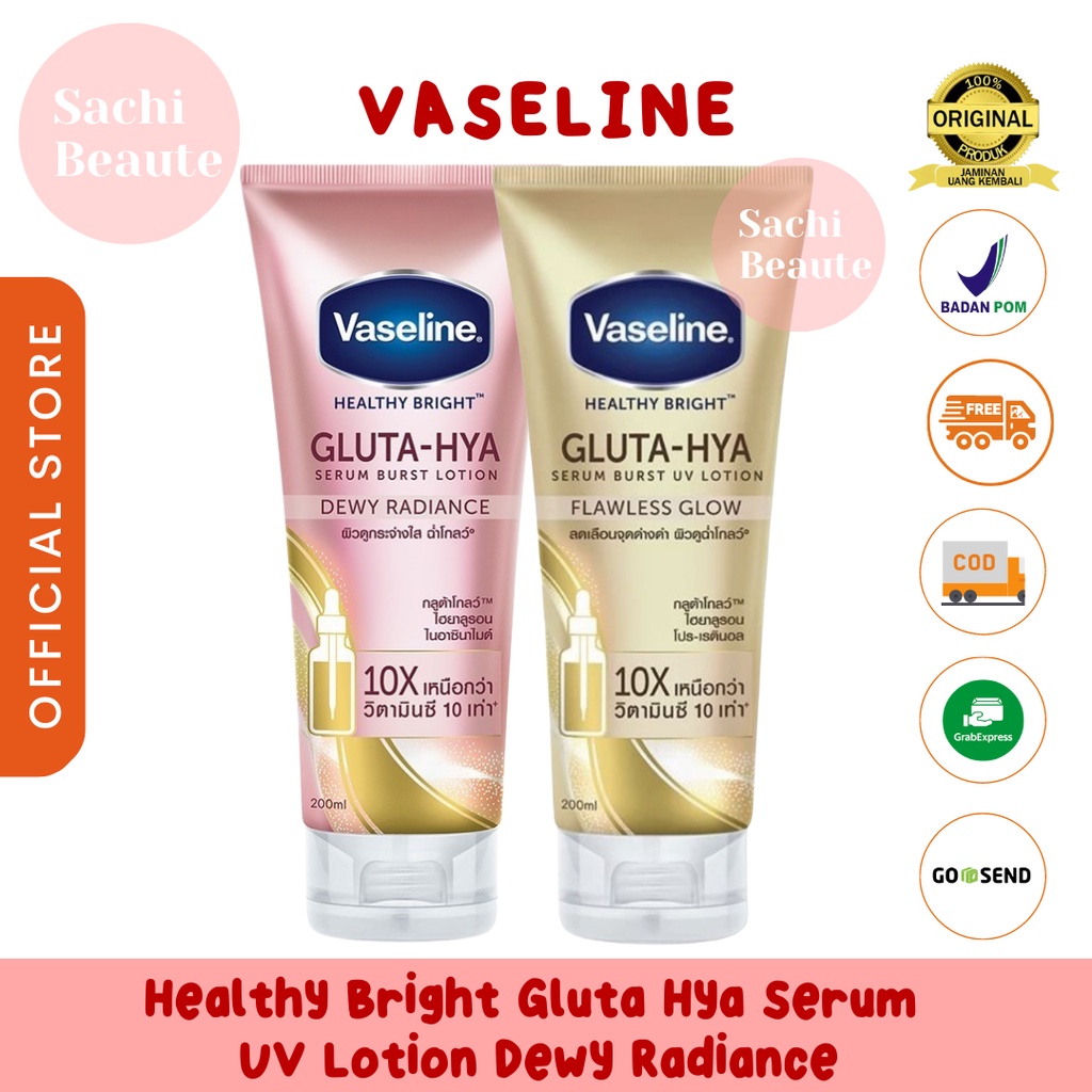 Vaseline Gluta Hya Serum Bright 200ml Original Vaseline Pink Dewy Radiance Gold Flawless Bright Body Lotion