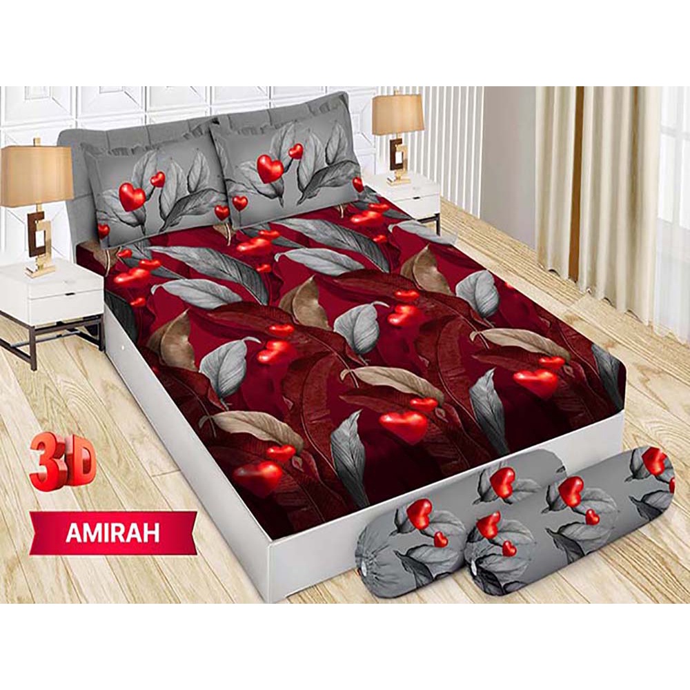 Sprei Bonita 3D Bantal 4 King 180x200 cm Motif Amirah