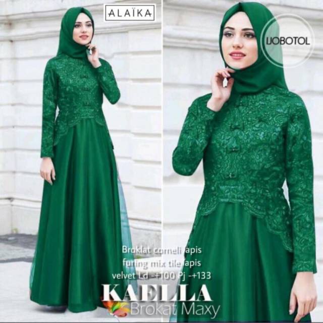 KAELLA DRESS  Bahan VELVET MIX BRUKATPakaian Wanita Gamis Panjang Terusan Gamis Wanita Dress Mulim T