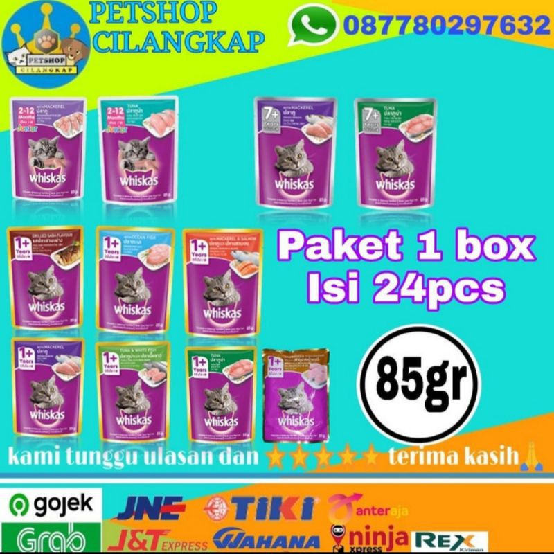 Whiskas sachet 80gram 1dus isi (24 pcs) all variant murah promo makanan basah kucing whiskas wetfood pouch