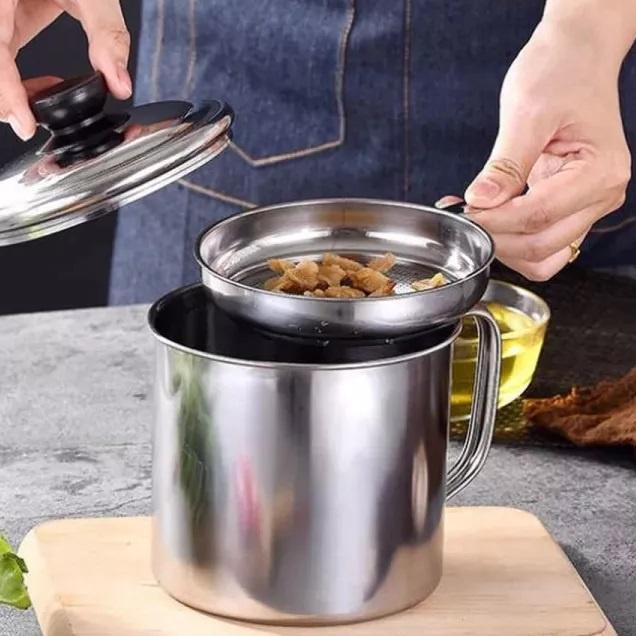 GROSIR/COD/SHOPEE MALL/「⭐Terbaru 3.3」/5.5 Product HOT Oil Pot Filter 1300ML Stainless Saringan Minya