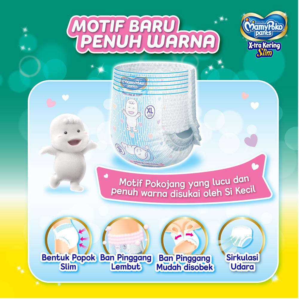 Mamypoko Pants X-tra Kering Slim M30 - Mamypoko Popok Celana Slim M 30