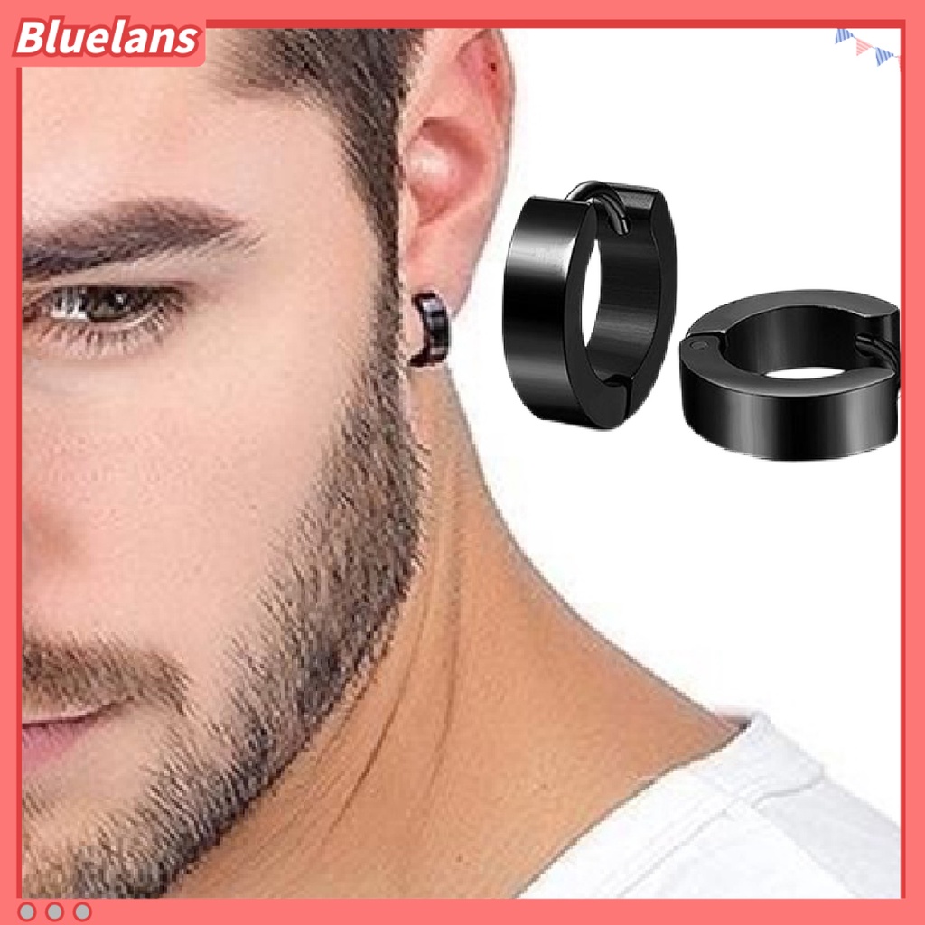 Bluelans 4 Pairs Earrings Set Safe Popular Stainless Steel Stainless Steel Dumbbell Ear Stud for Men