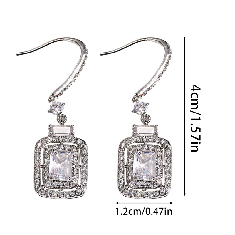 Anting Tusuk Gantung Wanita Hias Cubic Zirconia Gaya Simple / Elegan Untuk Pernikahan / Pertunangan