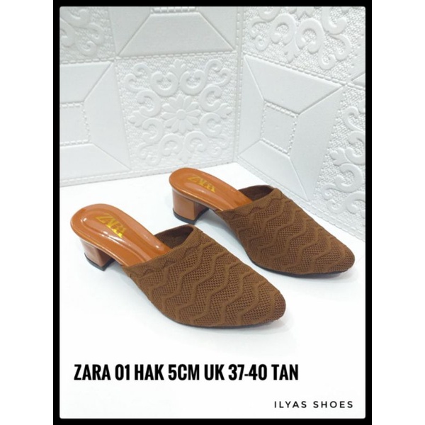 Sandal Zara Slop Rajut hak 5cm