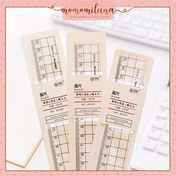 

Penggaris estetik ukuran 15 cm 18 cm dan 20 cm transparan bening grid ruler MK1285