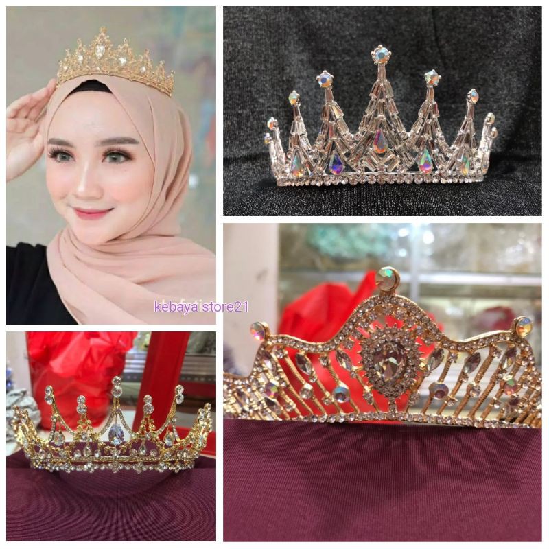 Bayar Di Tempat]Tiara Mahkota Kristal Berlian Imitasi bayak warna/accecoris pengantin