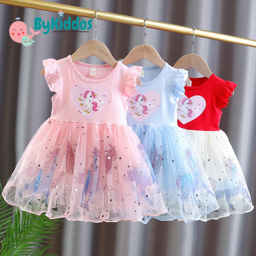 ByKiddos - Dress PRINCESS LITTLE PONY Sleeve Polkadot / Gaun Tutu Pesta Anak / Dress Anak Perempuan Impor