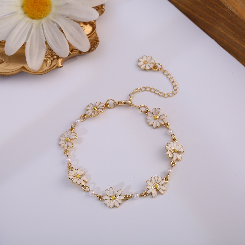 Kalung Bunga Daisy Elegan Gelang yang Dapat Disesuaikan Aksesoris Perhiasan Fashion Wanita