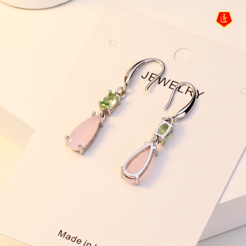 [Ready Stock]Elegant Temperament S925 Silver Colored Gems Earrings