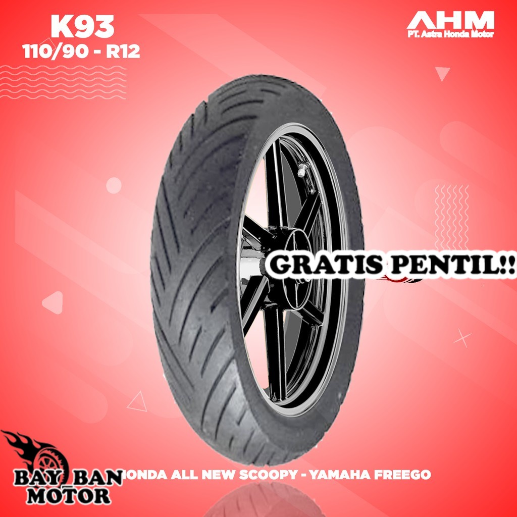 Ban Belakang Motor HONDA NEW SCOOPY - YAMAHA FREEGO // AHM K93 110/90 Ring 12 Tubeless ban motor mat