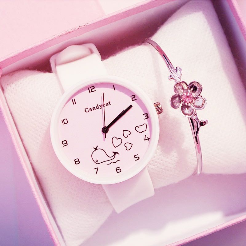 Jam Tangan Wanita Casual Lucu Sederhana Jam Candycat Jam Tangan Ikan Candy Cat Watch