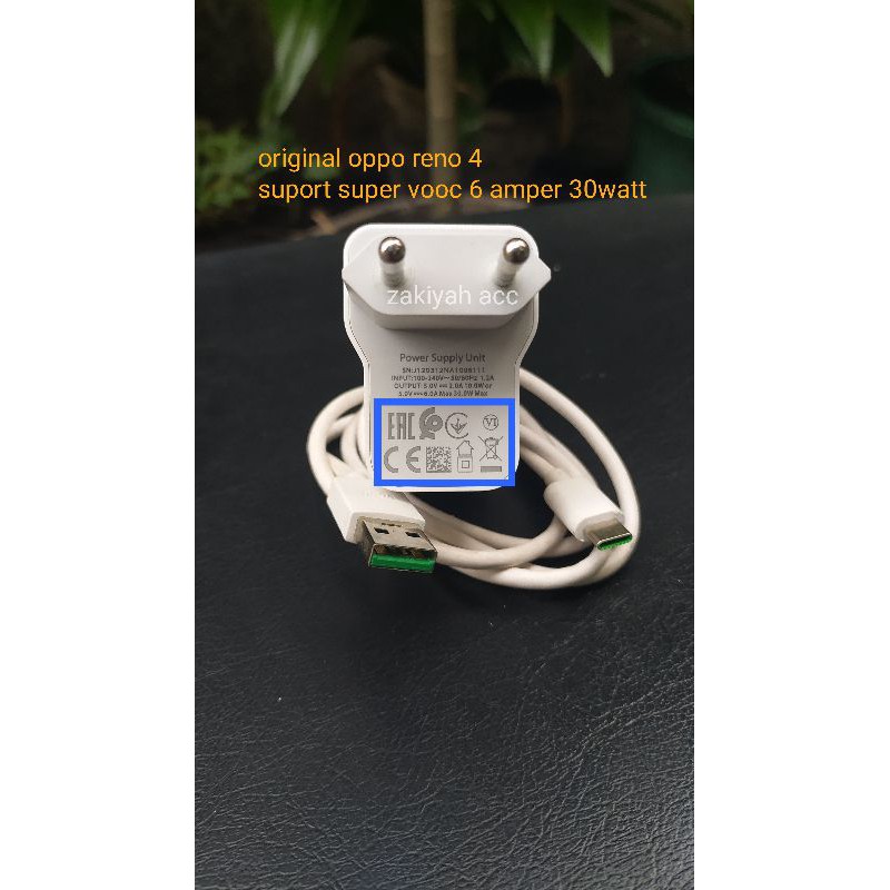 charger oppo vooc reno 4 suport super vooc 6A 30watt original bawaan Hp / oppo A92 / oppo reno 3