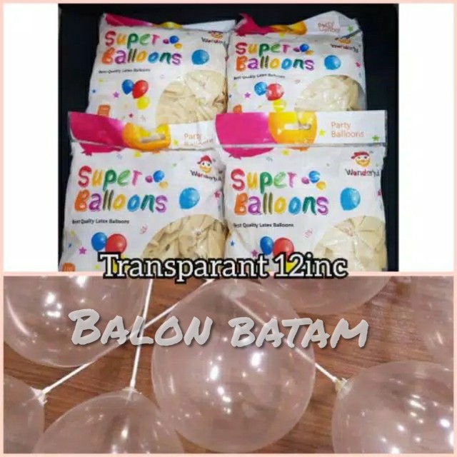 Grosir 100 pcs balon Transparan (100 pcs) 12inchi