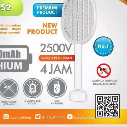 ▼ Raket Nyamuk Multi fungsi Luby L-3852 Perangkap Nyamuk 1800 mAH charge ☇