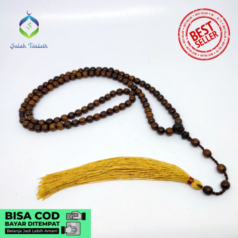 Tasbih Kayu Galih Kemuning Hitam Model Bulat, Size 6mm_COD