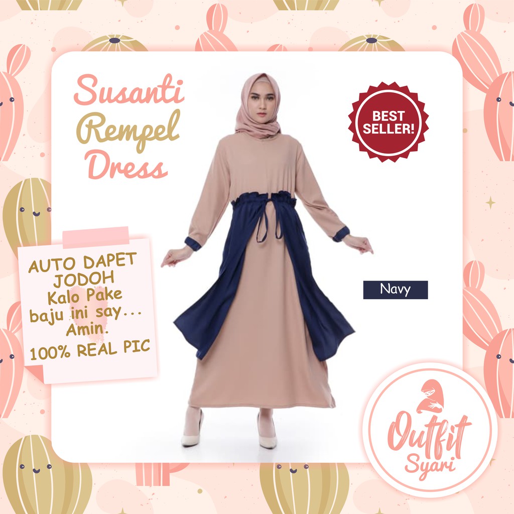 Susanti Rempel Dress  |  Gamis Moscrepe  | Gamis Remaja  |  Gamis Rempel  | Gamis Syar'i  | Dress