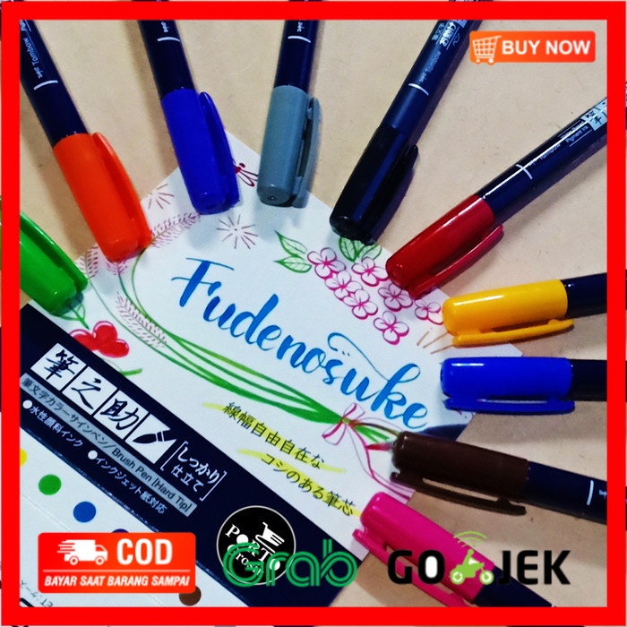 

(BISA COD) Tombow Fudenosuke Brush Pen Hard Tip Set 10 Kuas Lettering Kaligrafi
