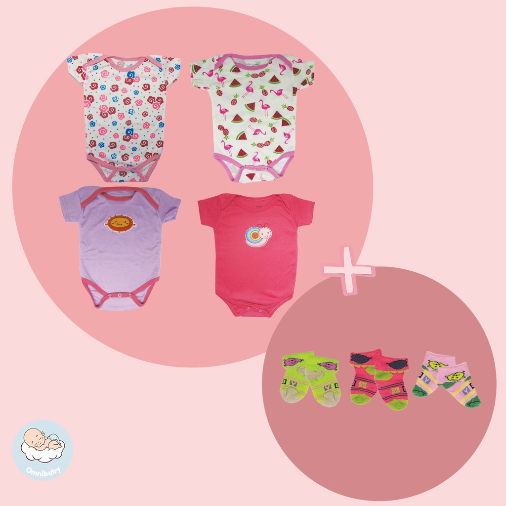 Lovelle cart's jumper pendek bayi laki/bayi perempuan giftpack 4in1 + 3 set kaos kaki ( 0-12 bulan)