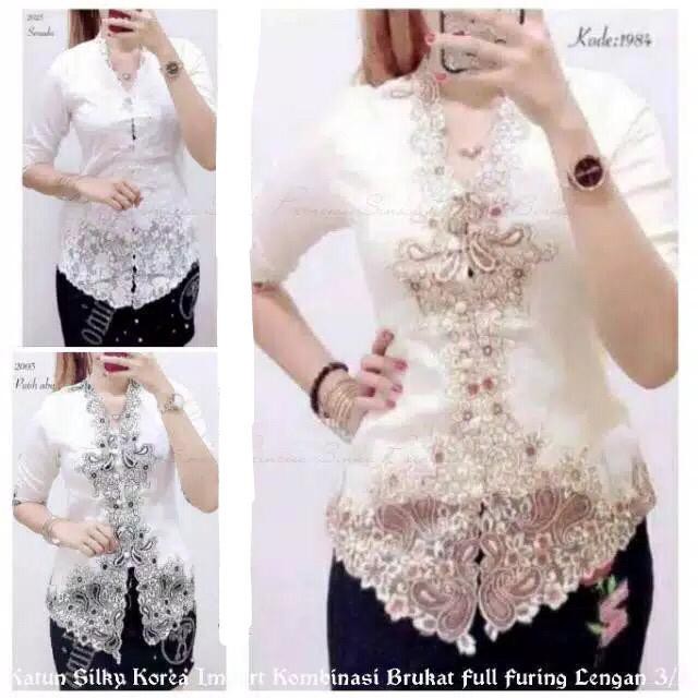 Import Kebaya Modern Keong Bahan katun Kombinasi Brukat Korea Renda