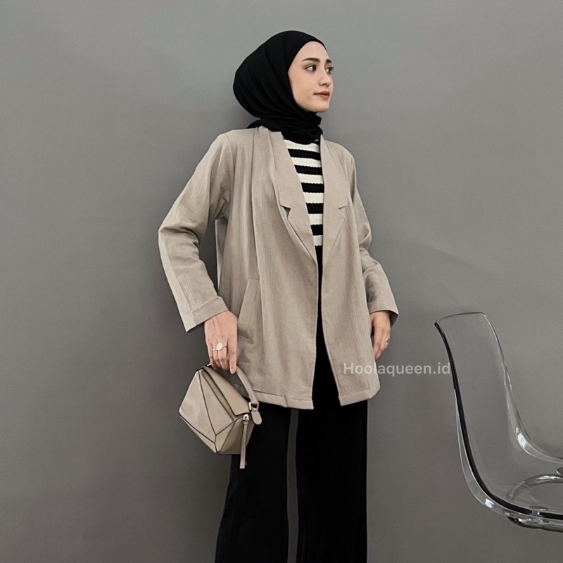 Hoolaqueen - Blazer Linen Krinkle - Blazer Kantor - Blazer Cotton - Blazer Big Size