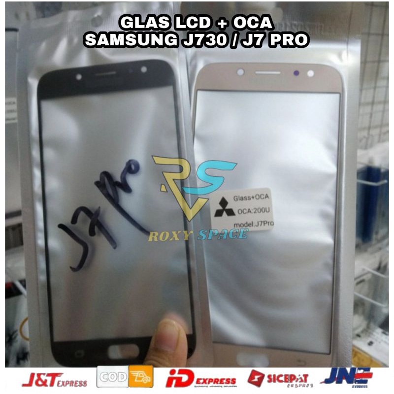 Kaca Lcd + Lem Oca Kering Samsung Galaxy J7 Pro J730 Kaca Depan Kaca Touchscreen Touch Screen Layar Sentuh Glass Lcd Layar Sentuh Ts Tc Digitizer Glass Original
