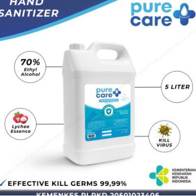 Pure care hand sanitizer 5 liter anti bacterial izin KEMENKES BONUS -