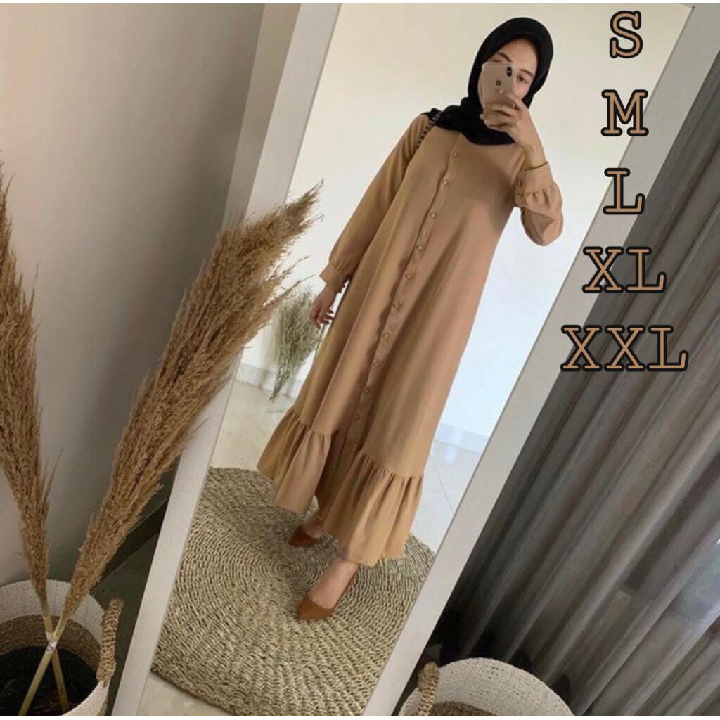 (COD) Bella Gamis Moscrepe 8 Warna / Dress Muslimah / Gamis-Choco