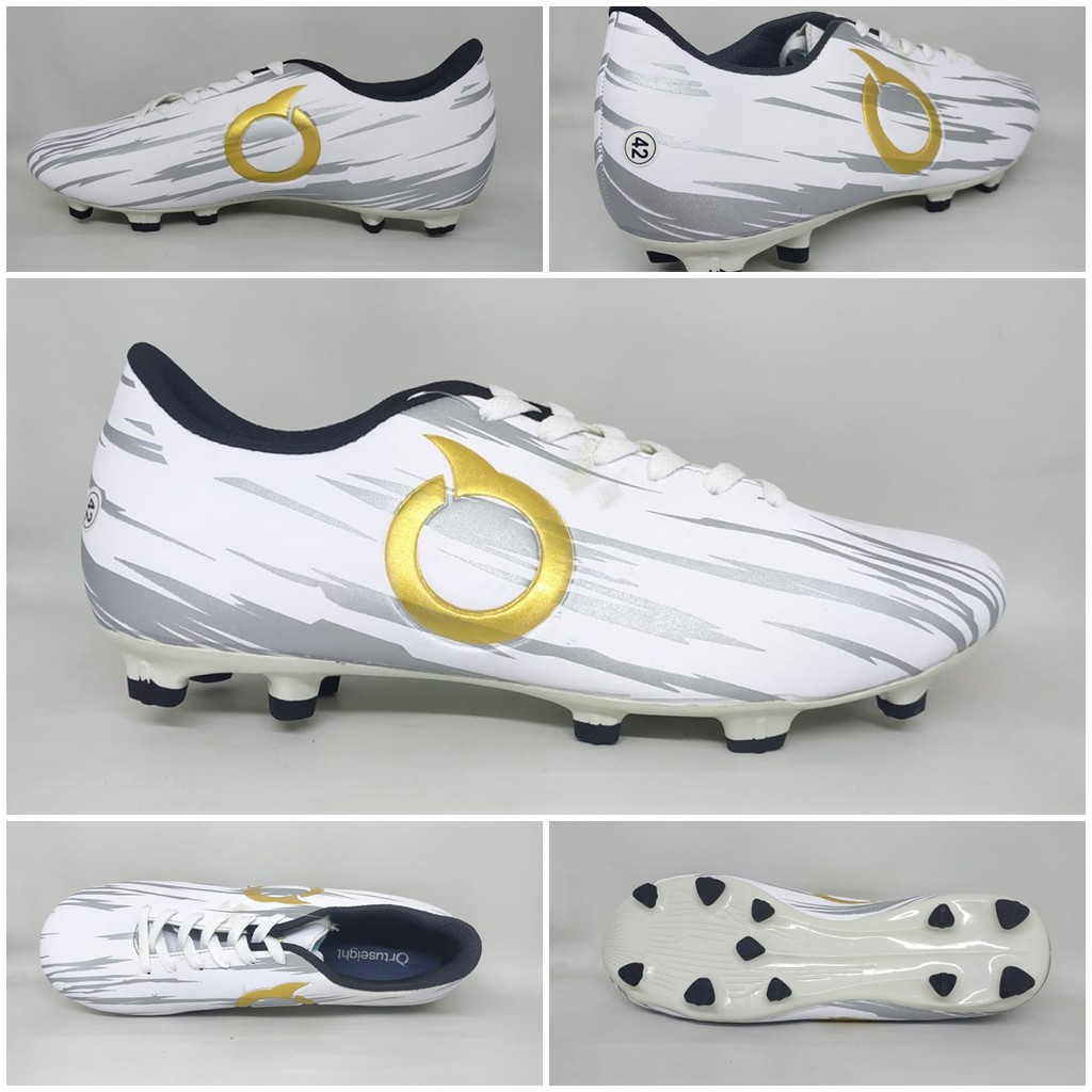 Sepatu Sepak Bola Dewasa Ortuseight Putih Silver List Gold Terbaru Murah