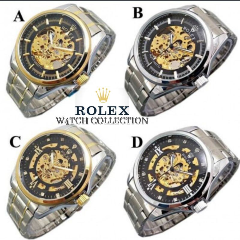 Jam Tangan Rolex Pria Original Automatic Classic Chin Transparan Rantai  Steinleis Silver Combi Gold