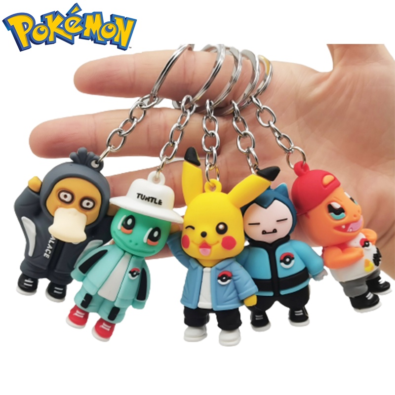 Pokemon Anime Pikachu Doll Keychain Bag Key Ring Pendant Accessories Wearing Sweater Short-sleeved Sleeping Bag Birthday Gifts