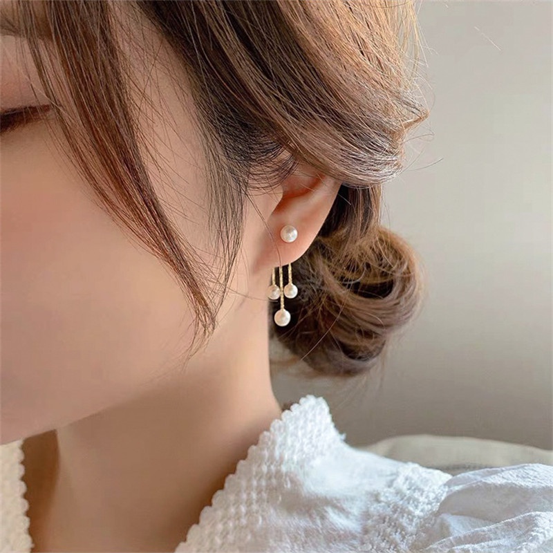 Zomi Anting Gantung Panjang Model Rumbai Dengan Mutiara + Berlian Imitasi Gaya Korea Untuk Wanita