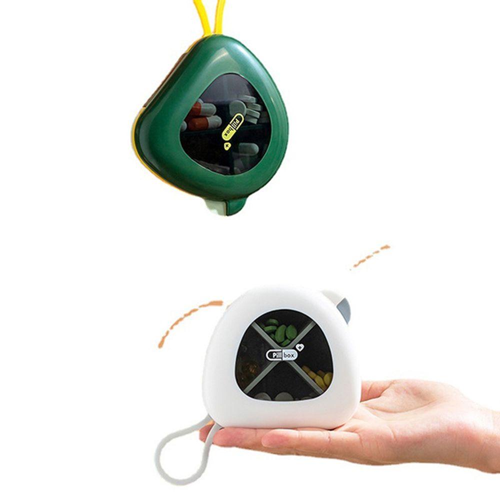 Agustina Kotak Pil Mini Portable Lanyard Obat Organizer Potong Kompartemen Penyimpanan Perhiasan Berputar Pill Box