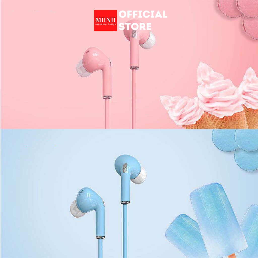 MIINII Headset Macaron U28 Earphone+Mic Hifi Stereo Sound Macaron Mate Color