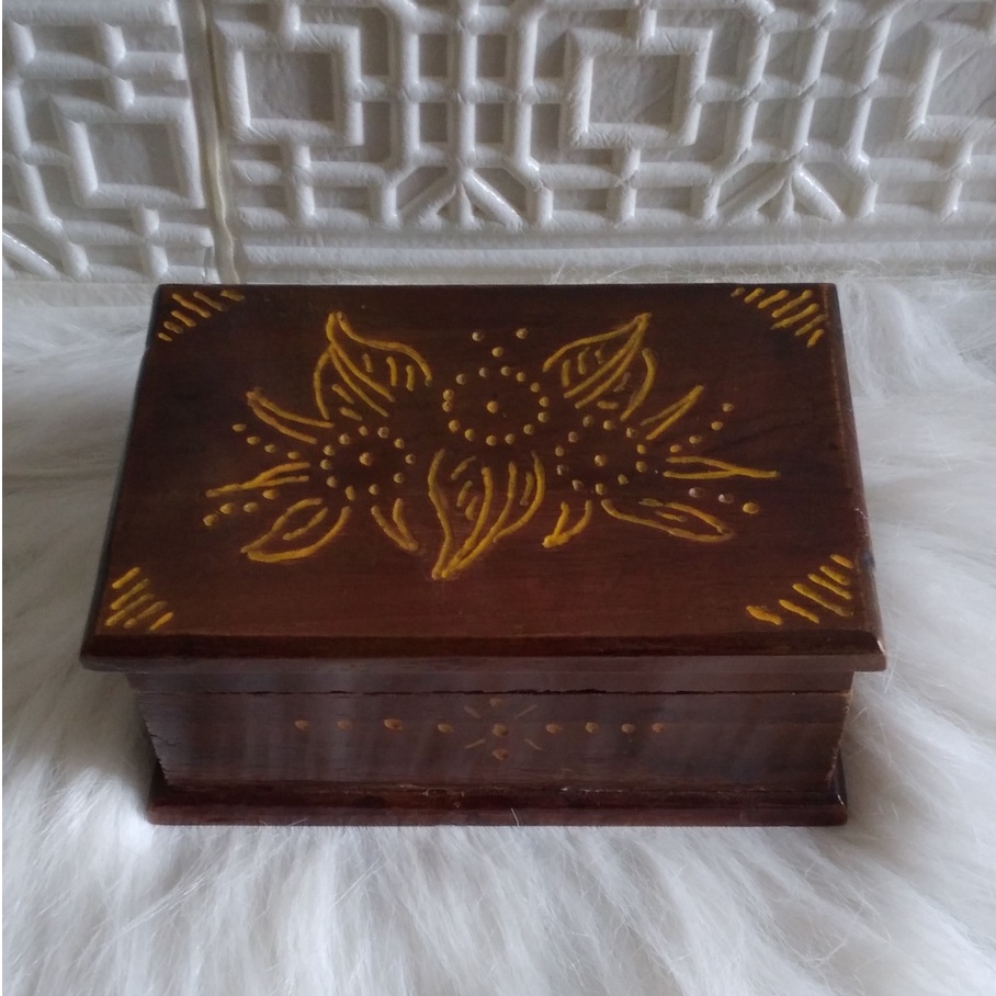 Termurah Kotak Perhiasan Kayu Motif Cukit Kayu Jati Asli / Kotak Box Seserahan / Box Cincin Tunangan / Kotak EmasJati asli