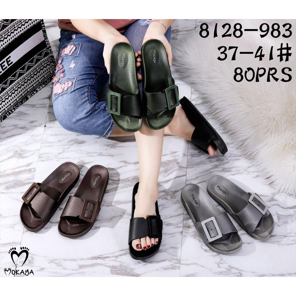 ( Best Seller ) Sandal Slop Jelly Wanita Gesper Besar Simple Pretty Casual Import Mokaya / Size 37-41 (8128-983)