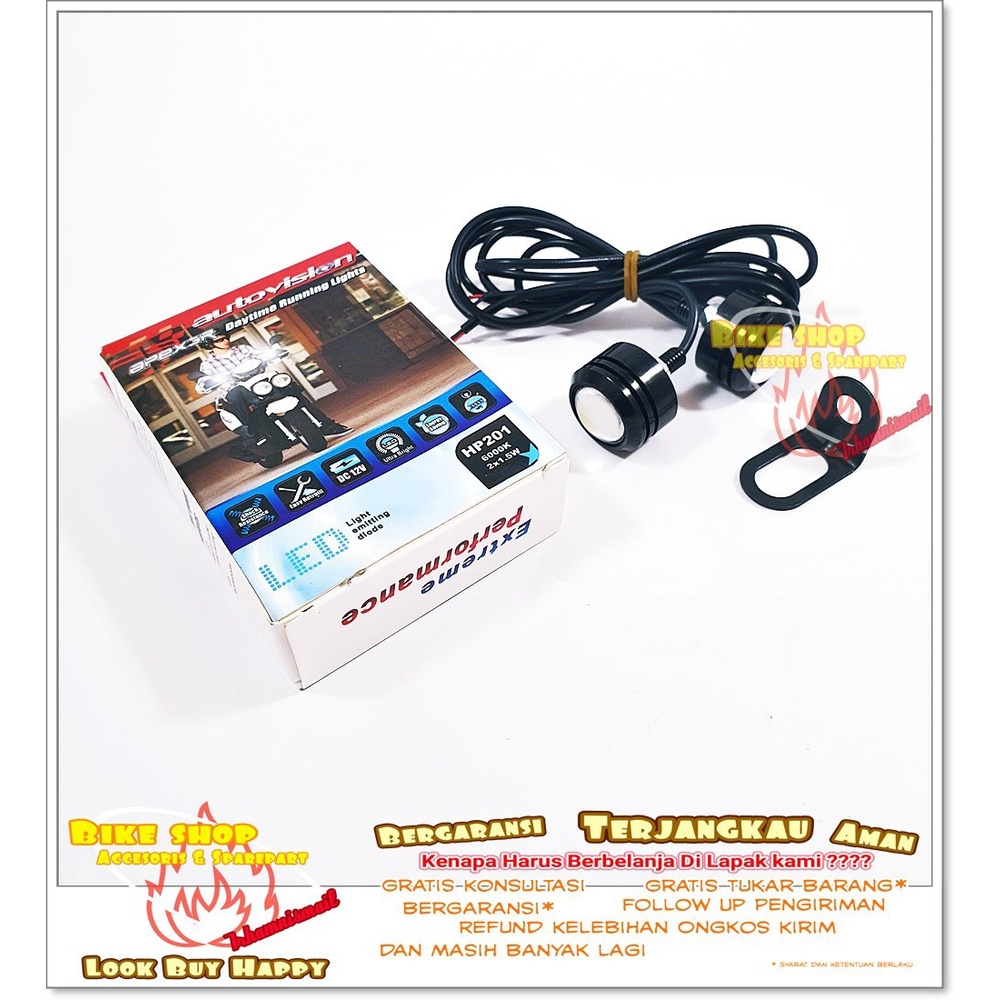 Lampu Mata Elang Kedip Putih LED Strobo Autovision Universal Motor Motor