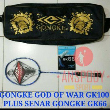 RAKET BADMINTON GONGKE GOD OF WAR GK100 BLUE PLUS SENAR