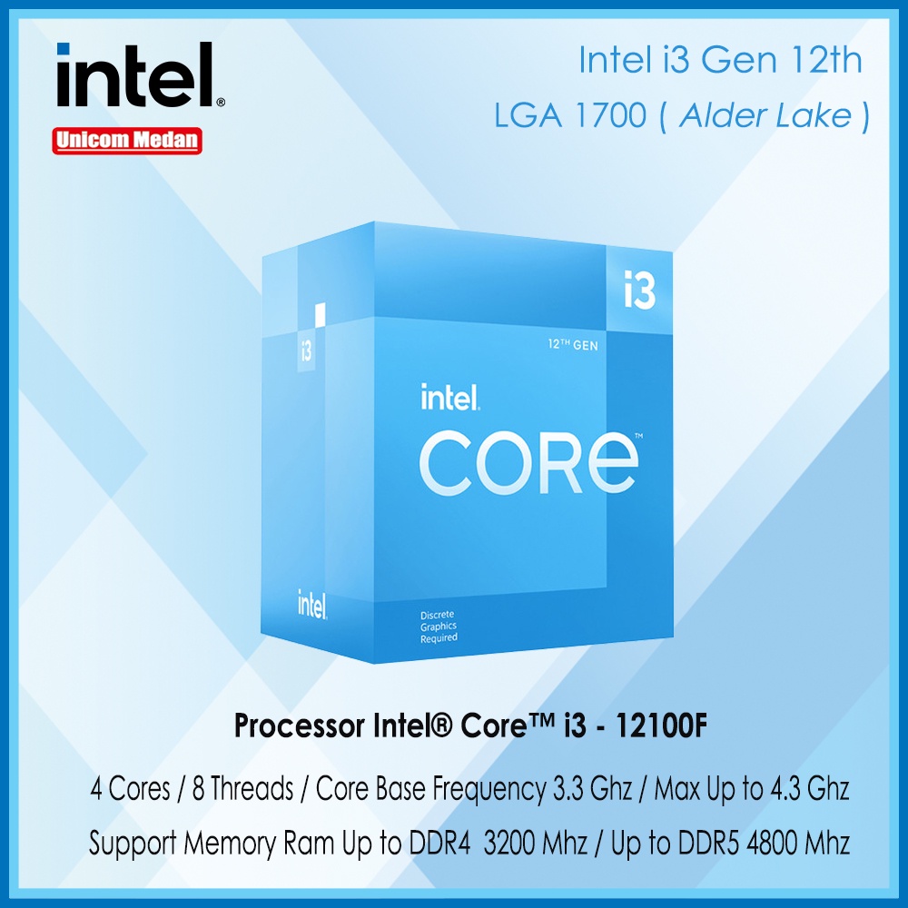 Processor Intel Core i3 12100F Alder Lake LGA1700 Harus Pasang VGA