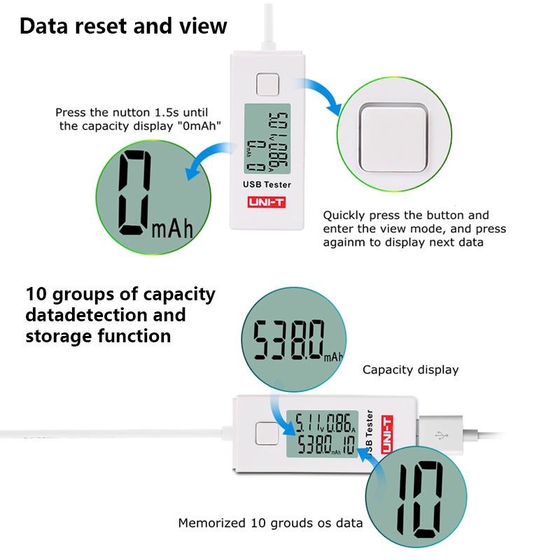 UNI-T UT658B - Digital LCD Portable Mini USB Tester - 9V Max