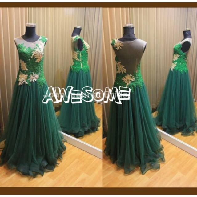 Party Dress Green Emerald / Gaun Pesta