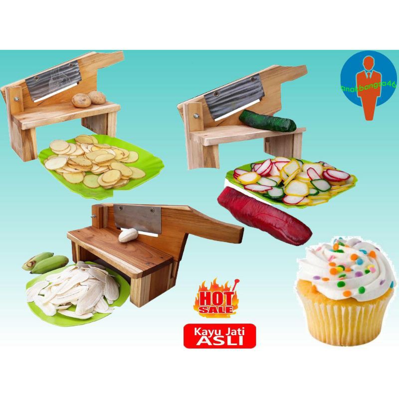 SUPER JUMBO pengiris keripik pemotong kerupuk manual serbaguna  Alat Pengiris Keripik KAYU MAHONI