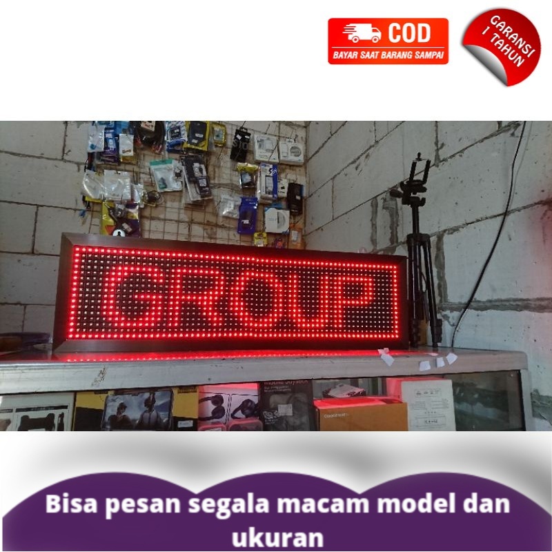 

Running text tulisan berjalan papan iklan Ukuran 64 x 16 READY Kekinian
