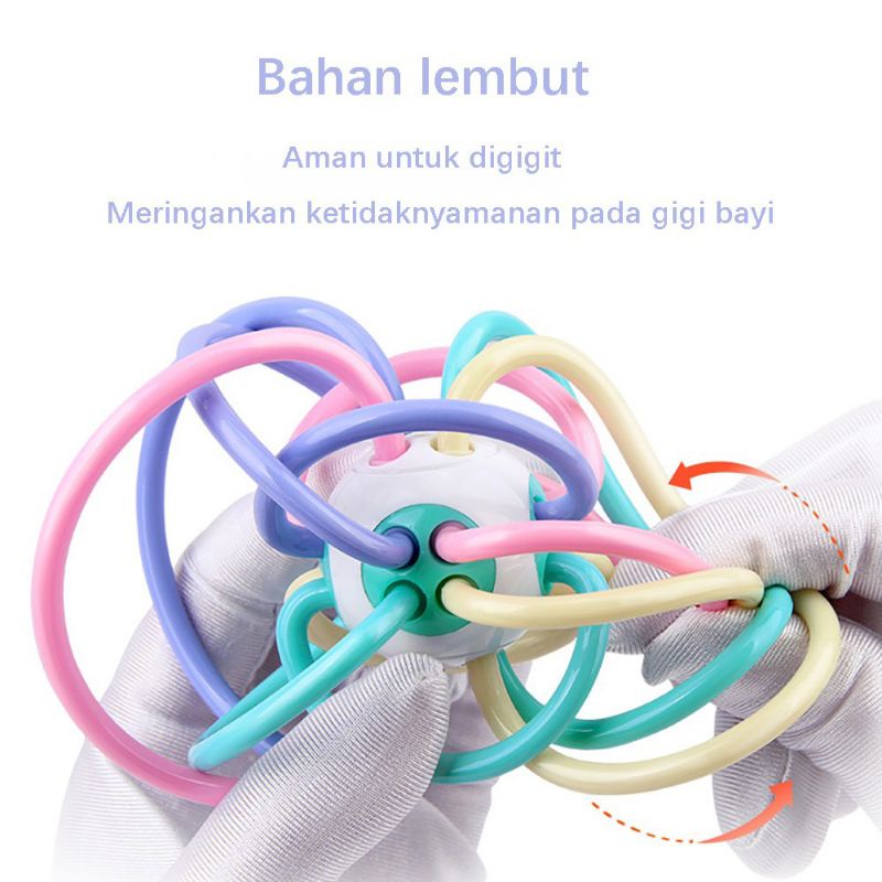 teether rattle jaring Bentuk bola mainan gigitan bayi