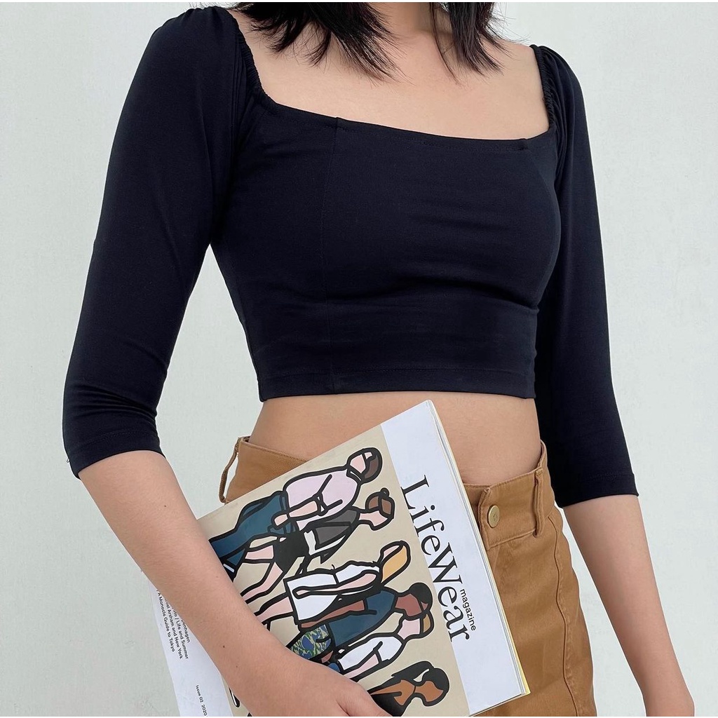 (COD) OH Fashion Cory Sabrina Crop top Stylish Wanita #2470