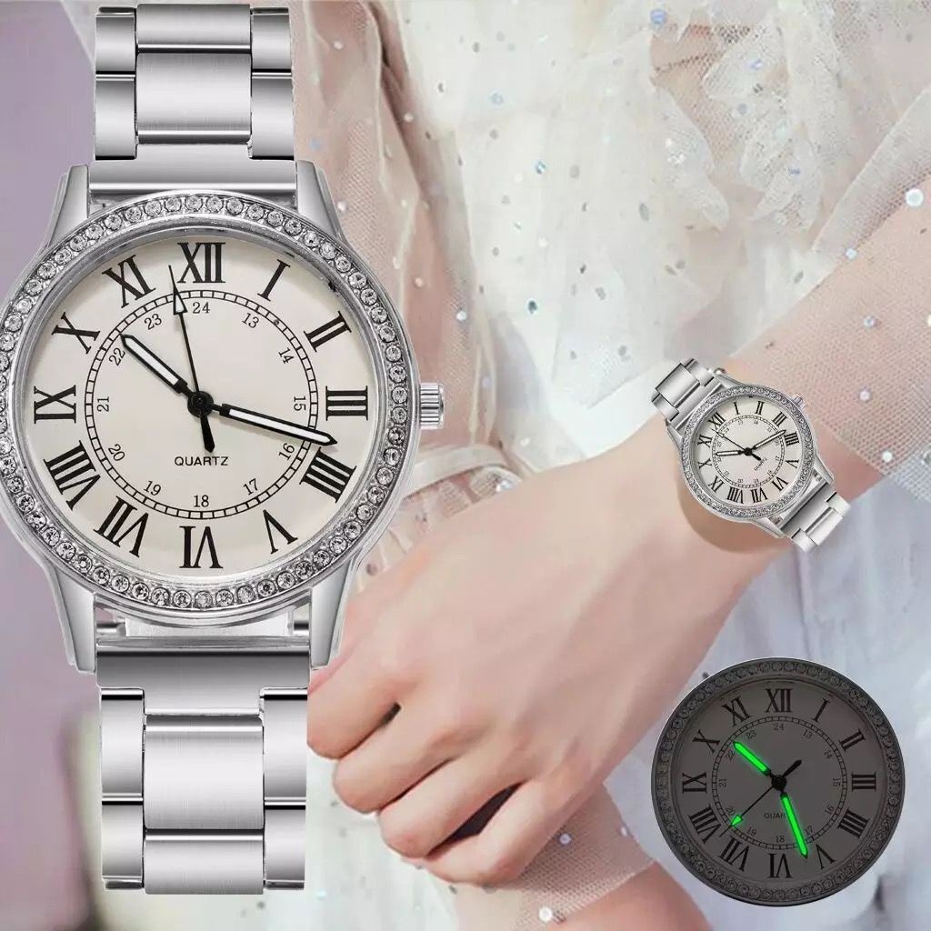 Jam Tangan Wanita Adiva Geneva Romawi Diamond Stainless